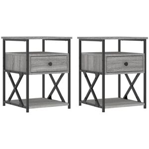 Borough Wharf Bedside Cabinets 2 Pcs Brown Oak 40X42x55 Cm Engineered Wood Grey Sonoma 55cm H X 40cm W X 42cm D Borough Wharf Bedside Cabinets 2 Pcs Brown Oak 40X42x55 Cm Engineered Wood Grey Sonoma 55cm H X 40cm W X 42cm D