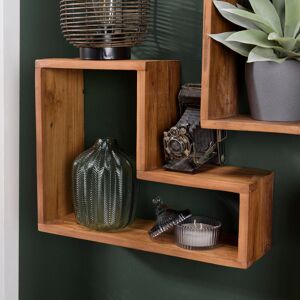 Alpen Home Aitken Hexagon Teak Solid Wood Floating Shelf Brown 35.3cm H X 45.3cm W X 15cm D Alpen Home Aitken Hexagon Teak Solid Wood Floating Shelf Brown 35.3cm H X 45.3cm W X 15cm D