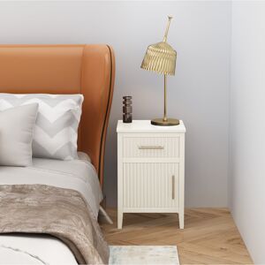 Marlow Home Co. Amanraj Solid + Manufactured Wood Bedside Table White 55cm H X 40cm W X 36cm D Marlow Home Co. Amanraj Solid + Manufactured Wood Bedside Table White 55cm H X 40cm W X 36cm D