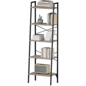 Borough Wharf Ladder Shelf Bookcase 5 Tier Display Storage Shelving Unit Stand Wall Rack Grey 172cm H X 56cm W X 32cm D Borough Wharf Ladder Shelf Bookcase 5 Tier Display Storage Shelving Unit Stand Wall Rack Grey 172cm H X 56cm W X 32cm D
