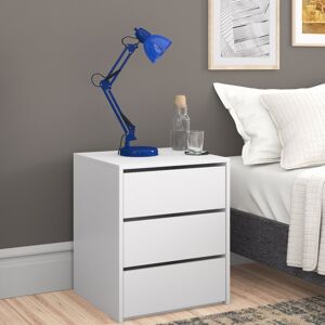 Wade Logan Avo 3 Drawer Bedside Table Matte White 60cm H X 50cm W X 47cm D Wade Logan Avo 3 Drawer Bedside Table Matte White 60cm H X 50cm W X 47cm D