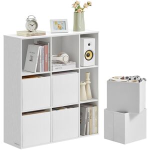Brayden Studio Superfast Toolless Assembly, Bookshelf, Cube Storage, Cube Bookcase Unit, 9 Compartments, 6 Fabric Drawers, 27 X 83 X 91.8 Cm, Snow White White 91.8cm H X 83cm W X 27cm D Brayden Studio Superfast Toolless Assembly, Bookshelf, Cube Storage, Cube Bookcase Unit, 9 Compartments, 6 Fabric Drawers, 27 X 83 X 91.8 Cm, Snow White White 91.8cm H X 83cm W X 27cm D