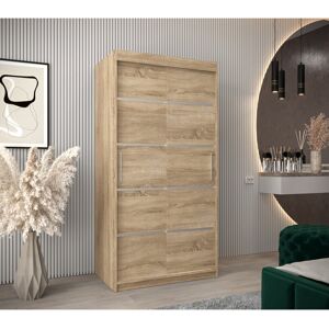 Latitude Run Hoxton 01 Sliding Door Wardrobe 100cm - Black Matt Oak Sonoma 200cm H X 100cm W X 62cm D Latitude Run Hoxton 01 Sliding Door Wardrobe 100cm - Black Matt Oak Sonoma 200cm H X 100cm W X 62cm D