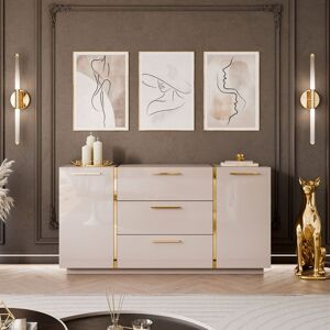 Fairmont Park Sideboard with Drawers ONYX Cashmere High Gloss 158 cm cashmire/ cashmire gloss 81cm H X 158cm W X 41.3cm D Fairmont Park Sideboard with Drawers ONYX Cashmere High Gloss 158 cm cashmire/ cashmire gloss 81cm H X 158cm W X 41.3cm D