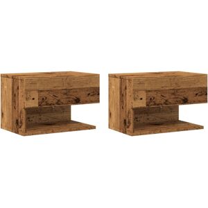 Alpen Home Wall Mounted Bedside Table 2 Pcs Old Wood Brown 30cm H X 46cm W X 25.5cm D Alpen Home Wall Mounted Bedside Table 2 Pcs Old Wood Brown 30cm H X 46cm W X 25.5cm D