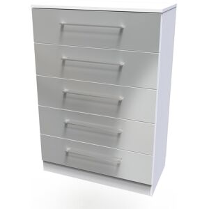 Brayden Studio Fully Assembled Alizee 5 - Drawer Chest of Drawers Uniform Grey Gloss/White 107.5cm H X 76.5cm W X 41.5cm D Brayden Studio Fully Assembled Alizee 5 - Drawer Chest of Drawers Uniform Grey Gloss/White 107.5cm H X 76.5cm W X 41.5cm D