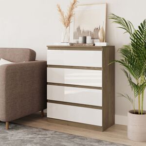 17 Stories Gloss 4 Drawer Skagen High Wooden Bedroom Chest Cabinet Oak/White 89cm H X 70cm W X 35cm D 17 Stories Gloss 4 Drawer Skagen High Wooden Bedroom Chest Cabinet Oak/White 89cm H X 70cm W X 35cm D