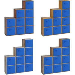 17 Stories Wooden Bookcase Antique Oak/Dark Blue H106 x W30 x D23cm 17 Stories Wooden Bookcase Antique Oak/Dark Blue H106 x W30 x D23cm