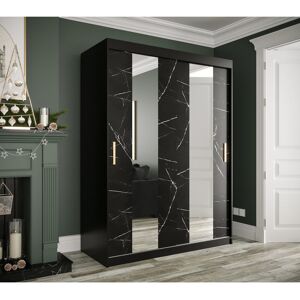 17 Stories Maike 2 Door Sliding Wardrobe Black Matt/Marble Finish 200cm H x 150cm W x 62cm D 17 Stories Maike 2 Door Sliding Wardrobe Black Matt/Marble Finish 200cm H x 150cm W x 62cm D