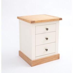 August Grove Calvin 3 Drawer Bedside Table Brown/Off White/Antique Brass 56cm H X 45cm W August Grove Calvin 3 Drawer Bedside Table Brown/Off White/Antique Brass 56cm H X 45cm W