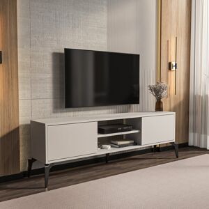 Metro Lojo Modern Tv Stand with Storage and Open Shelves White 52cm H x 160cm L x 29.5cm W Metro Lojo Modern Tv Stand with Storage and Open Shelves White 52cm H x 160cm L x 29.5cm W