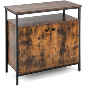 Borough Wharf Industrial Storage Cabinet Wooden Buffet Sideboard W/ 2 Doors & Open Shelf Brown 80cm W X 40cm D Borough Wharf Industrial Storage Cabinet Wooden Buffet Sideboard W/ 2 Doors & Open Shelf Brown 80cm W X 40cm D