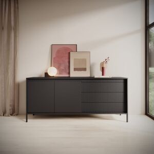 Latitude Run Sophisticated Black Boncho Sideboard Cabinet 187cm - Modern Storage Solution Black 81cm H X 187cm W X 40cm D Latitude Run Sophisticated Black Boncho Sideboard Cabinet 187cm - Modern Storage Solution Black 81cm H X 187cm W X 40cm D