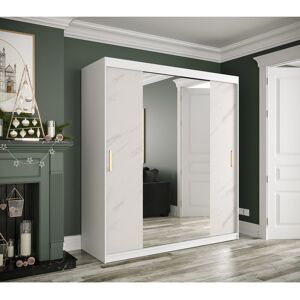 Brayden Studio Alynn Manufactured Wood Wardrobe White Matt/White Marble 200cm H x 180cm W x 62cm D Brayden Studio Alynn Manufactured Wood Wardrobe White Matt/White Marble 200cm H x 180cm W x 62cm D
