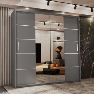 Brayden Studio Lugano Mirror Sliding Wardrobe – 4 Colors, 4 Sizes Grey 217cm H x 120cm W x 62cm D Brayden Studio Lugano Mirror Sliding Wardrobe – 4 Colors, 4 Sizes Grey 217cm H x 120cm W x 62cm D