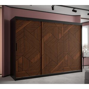Brayden Studio Oswego I Sliding Door Wardrobe in Black & Dark Walnut - Premium Laminated Board - W250cm Black & Dark Walnut 200cm H X 250cm W X 62cm D Brayden Studio Oswego I Sliding Door Wardrobe in Black & Dark Walnut - Premium Laminated Board - W250cm Black & Dark Walnut 200cm H X 250cm W X 62cm D