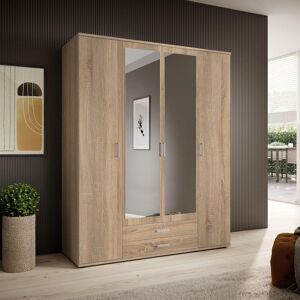 17 Stories Elegant KARL 4-Door Wardrobe with Mirror 159cm - Spacious Storage Oak Sonoma 196cm H X 160cm W X 54cm D 17 Stories Elegant KARL 4-Door Wardrobe with Mirror 159cm - Spacious Storage Oak Sonoma 196cm H X 160cm W X 54cm D