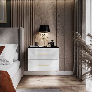 Fairmont Park Notburg 2 Drawer Bedside Table Black/White Glossy 42cm H X 55cm W X 37cm D Fairmont Park Notburg 2 Drawer Bedside Table Black/White Glossy 42cm H X 55cm W X 37cm D
