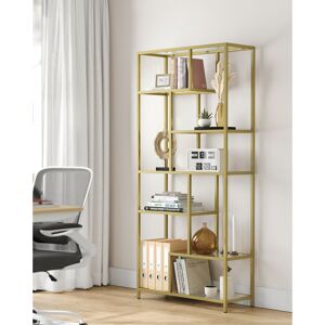 Latitude Run Bookshelf, 6-Tier Tall Bookcase, Plant Stand, Display Shelf, 30 X 80 X 180 Cm, Tempered Glass, For Study, Office, Living Room, Bedroom, Kitchen, Simpl Gold 180.8cm H X 80cm W X 30cm D Latitude Run Bookshelf, 6-Tier Tall Bookcase, Plant Stand, Display Shelf, 30 X 80 X 180 Cm, Tempered Glass, For Study, Office, Living Room, Bedroom, Kitchen, Simpl Gold 180.8cm H X 80cm W X 30cm D