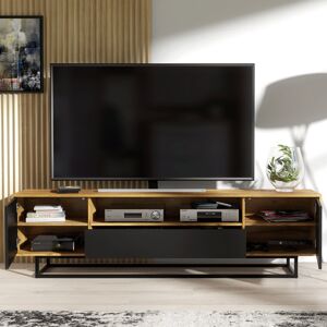 Metro 200cm Loft Retro Industrial TV Unit Stand Vintage Oak Cabinet Cupboard Sideboard Oak/Black 88" Metro 200cm Loft Retro Industrial TV Unit Stand Vintage Oak Cabinet Cupboard Sideboard Oak/Black 88"