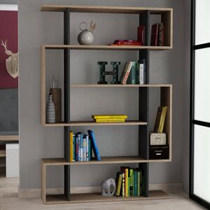 Zipcode Design Mito 5 Tiers Wall Mounted Bookcase Modern Display Unit Oak/Anthracite 161cm H X 109cm W X 25cm D Zipcode Design Mito 5 Tiers Wall Mounted Bookcase Modern Display Unit Oak/Anthracite 161cm H X 109cm W X 25cm D