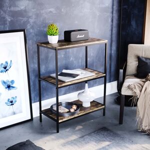 Borough Wharf Sylvie 3 Tier Industrial Style Bookcase Living Room Shelving Unit With Metal Frame Dark Wood 78cm H X 60cm W X 30cm D Borough Wharf Sylvie 3 Tier Industrial Style Bookcase Living Room Shelving Unit With Metal Frame Dark Wood 78cm H X 60cm W X 30cm D