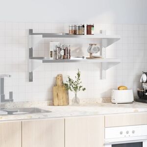 Borough Wharf 2-Tier Wall Shelf Stainless Steel Silver 60cm H x 100cm W x 40cm D Borough Wharf 2-Tier Wall Shelf Stainless Steel Silver 60cm H x 100cm W x 40cm D