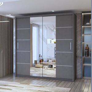 Latitude Run Alyssha 2 Door Manufactured Wood Wardrobe Grey 217cm H x 203cm W x 62cm D Latitude Run Alyssha 2 Door Manufactured Wood Wardrobe Grey 217cm H x 203cm W x 62cm D
