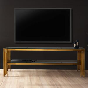 Canora Grey Bailyn 180cm Wide TV Stand Unit for Living Room Furniture, Metal Entertainment Unit with Storage Shelf Gold 78" Canora Grey Bailyn 180cm Wide TV Stand Unit for Living Room Furniture, Metal Entertainment Unit with Storage Shelf Gold 78"