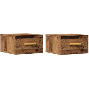 Alpen Home Santucci 2 Drawer Bedside Table Old Wood 20cm H X 35cm W X 35cm D Alpen Home Santucci 2 Drawer Bedside Table Old Wood 20cm H X 35cm W X 35cm D
