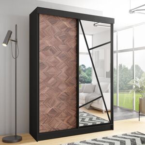 Brayden Studio Cecillia 2 Door Sliding Wardrobe Brown/Black 205cm H x 140cm W x 60cm D Brayden Studio Cecillia 2 Door Sliding Wardrobe Brown/Black 205cm H x 140cm W x 60cm D