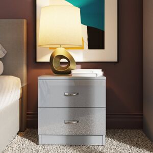Zipcode Design Brendle 2 Drawer Bedside Table Nightstand. High Gloss Front with Chrome Handles, Scratch Resistant. Grey 46cm H X 45cm W X 40cm D Zipcode Design Brendle 2 Drawer Bedside Table Nightstand. High Gloss Front with Chrome Handles, Scratch Resistant. Grey 46cm H X 45cm W X 40cm D