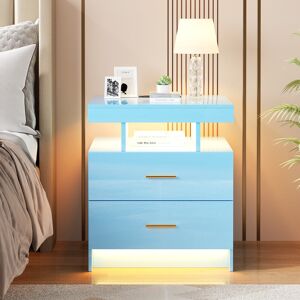 Metro Bookhart Manufactured Wood Bedside Table Blue/Gold 58cm H X 50cm W X 40cm D Metro Bookhart Manufactured Wood Bedside Table Blue/Gold 58cm H X 50cm W X 40cm D