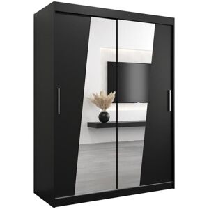 17 Stories Milbra 2 Door Manufactured Wood Wardrobe Black 200cm H X 150cm W X 62cm D 17 Stories Milbra 2 Door Manufactured Wood Wardrobe Black 200cm H X 150cm W X 62cm D