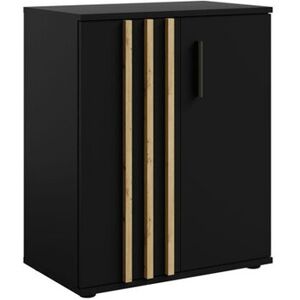 17 Stories Chest of drawers with 2 doors and slats WxHxD 60x72.7x37 Black 73cm H X 60cm W X 37cm D 17 Stories Chest of drawers with 2 doors and slats WxHxD 60x72.7x37 Black 73cm H X 60cm W X 37cm D