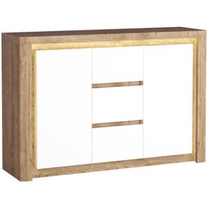 Ebern Designs Bettejo 144cm Sideboard Oak/White Gloss 97.5cm H X 144cm W X 40.5cm D Ebern Designs Bettejo 144cm Sideboard Oak/White Gloss 97.5cm H X 144cm W X 40.5cm D