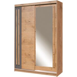 Ebern Designs Skelmersdale 2 Door Sliding Wardrobe Brown 215 cm H x 150 cm W x 59 cm D Ebern Designs Skelmersdale 2 Door Sliding Wardrobe Brown 215 cm H x 150 cm W x 59 cm D