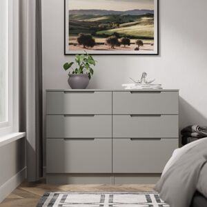 Brayden Studio Milan 6 Drawer Chest in White Gloss & Bardolino Oak (Ready Assembled) Grey 80cm H X 110cm W X 39cm D Brayden Studio Milan 6 Drawer Chest in White Gloss & Bardolino Oak (Ready Assembled) Grey 80cm H X 110cm W X 39cm D