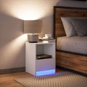 Metro Lane Bedside Cabinet With LED Lights Smoked Oak Engineered Wood White 50cm H X 38cm W X 34cm D Metro Lane Bedside Cabinet With LED Lights Smoked Oak Engineered Wood White 50cm H X 38cm W X 34cm D