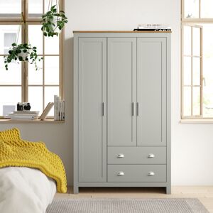 Zipcode Design Loretta 3 Door Wardrobe Soft Grey 180cm H X 112cm W X 52cm D Zipcode Design Loretta 3 Door Wardrobe Soft Grey 180cm H X 112cm W X 52cm D