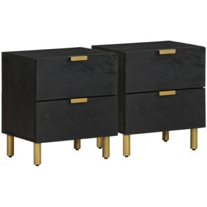 Fairmont Park Bedside Cabinet 2 Pcs Black 40X33x46 Cm Solid Wood Mango Black 46cm H X 40cm W X 33cm D Fairmont Park Bedside Cabinet 2 Pcs Black 40X33x46 Cm Solid Wood Mango Black 46cm H X 40cm W X 33cm D