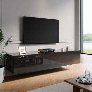 17 Stories 40x30cm, hangable and floor standing TV stand in high-gloss UV panel Black 30cm H x 180cm W x 40cm D 17 Stories 40x30cm, hangable and floor standing TV stand in high-gloss UV panel Black 30cm H x 180cm W x 40cm D