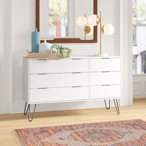 Mercury Dufresne 3+3 Wide Chest of Drawers White 73.6cm H X 119.3cm W X 39.5cm D Mercury Dufresne 3+3 Wide Chest of Drawers White 73.6cm H X 119.3cm W X 39.5cm D