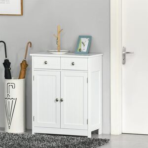 Artechworks 75X60cm Freestanding Bathroom Storage Cabinet Unit W/ 2 Drawers Cupboard Adjustable Shelf Metal Handles Traditional Style White White 75cm H X 60cm W X 30cm D Artechworks 75X60cm Freestanding Bathroom Storage Cabinet Unit W/ 2 Drawers Cupboard Adjustable Shelf Metal Handles Traditional Style White White 75cm H X 60cm W X 30cm D