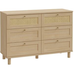 17 Stories Chest of Drawers with 6 Drawers, Elegancia Oak/Rattan, 120 cm W x 83 cm H x 41 cm D Brown 82.7cm H X 120.1cm W X 41.4cm D 17 Stories Chest of Drawers with 6 Drawers, Elegancia Oak/Rattan, 120 cm W x 83 cm H x 41 cm D Brown 82.7cm H X 120.1cm W X 41.4cm D