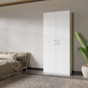 17 Stories Modern hinged door wardrobe, 2-doors, space-saving, engineered wood, white Silver 210.5cm H x 88.9cm W x 42cm D 17 Stories Modern hinged door wardrobe, 2-doors, space-saving, engineered wood, white Silver 210.5cm H x 88.9cm W x 42cm D