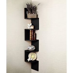 Metro White 5 Tier Corner Shelf, Wall Mount Floating Shelves, Wall Shelves, Zig Zag Display Storage Organiser Shelving Unit, Bookcase Bookshelf For Living R Black 127.5cm H X 20cm W X 20cm D Metro White 5 Tier Corner Shelf, Wall Mount Floating Shelves, Wall Shelves, Zig Zag Display Storage Organiser Shelving Unit, Bookcase Bookshelf For Living R Black 127.5cm H X 20cm W X 20cm D