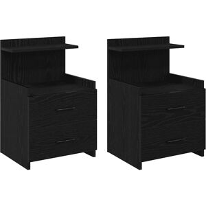 Alpen Home Bedside Cabinets 2 Pcs With 2 Drawers 40X36.5X62 Cm Black 62cm H X 40cm W X 36.5cm D Alpen Home Bedside Cabinets 2 Pcs With 2 Drawers 40X36.5X62 Cm Black 62cm H X 40cm W X 36.5cm D