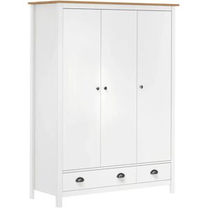 August Grove Norval 3 Door Wardrobe White/Honey Brown 170cm H X 127cm W X 50cm D August Grove Norval 3 Door Wardrobe White/Honey Brown 170cm H X 127cm W X 50cm D