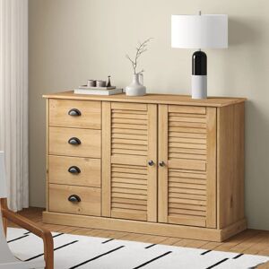 Brambly Cottage Lorna 113 Cm Wide 4 Drawer Pine Solid Wood Sideboard Brown 75cm H X 113cm W X 40cm D Brambly Cottage Lorna 113 Cm Wide 4 Drawer Pine Solid Wood Sideboard Brown 75cm H X 113cm W X 40cm D